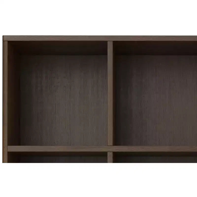 Meuble de rangement bas 6 cases avec tiroirs Pearson en bois massif, noyer brun, 43 po x 42 po, style moderne du milieu du siècle