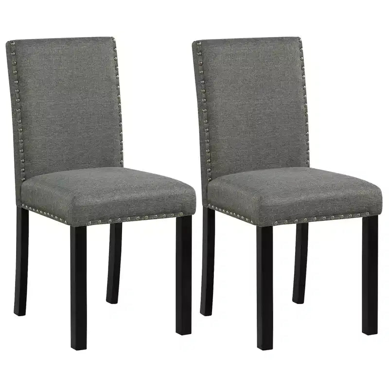 Costway Chaises de salle à manger en bois, lot de 4, avec pieds en bois de caoutchouc massif pour salle à manger, gris