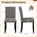 Costway Chaises de salle à manger en bois, lot de 4, avec pieds en bois de caoutchouc massif pour salle à manger, gris