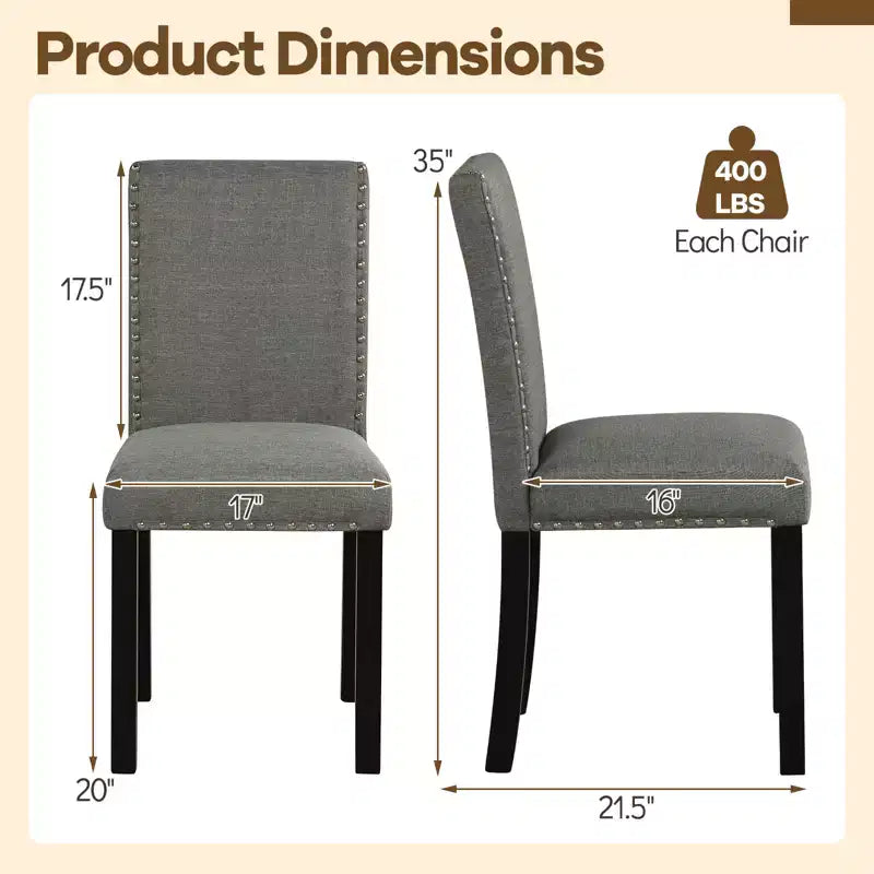Costway Chaises de salle à manger en bois, lot de 4, avec pieds en bois de caoutchouc massif pour salle à manger, gris