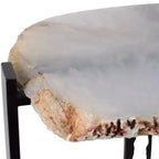 Table d'appoint contemporaine, table de chevet ou table de nuit - Plateau unique en agate brute pour la décoration de la chambre ou du salon - 20 Noir et blanc