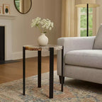 Table d'appoint contemporaine, table de chevet ou table de nuit - Plateau unique en agate brute pour la décoration de la chambre ou du salon - 20 Noir et blanc