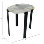 Table d'appoint contemporaine, table de chevet ou table de nuit - Plateau unique en agate brute pour la décoration de la chambre ou du salon - 20 Noir et blanc