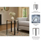Table d'appoint contemporaine, table de chevet ou table de nuit - Plateau unique en agate brute pour la décoration de la chambre ou du salon - 20 Noir et blanc