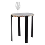 Table d'appoint contemporaine, table de chevet ou table de nuit - Plateau unique en agate brute pour la décoration de la chambre ou du salon - 20 Noir et blanc