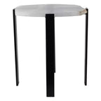 Table d'appoint contemporaine, table de chevet ou table de nuit - Plateau unique en agate brute pour la décoration de la chambre ou du salon - 20 Noir et blanc