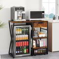 Fridge Stand with Storage Shelf, Adjustable Top Shelf for Microwave Stand & Coffee Bar, TV Stand for Dorm, Apartment, Kitchen, Office in Rustic Brown