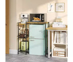 Meuble bas pour réfrigérateur avec étagère de rangement, étagère supérieure réglable pour micro-ondes et bar à café, meuble TV pour dortoir, appartement, cuisine, bureau en marron rustique