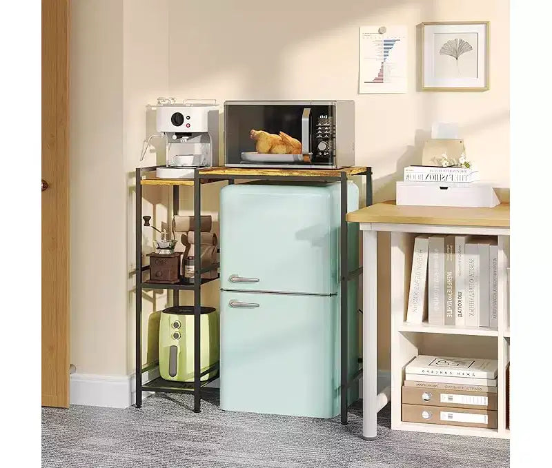 Meuble bas pour réfrigérateur avec étagère de rangement, étagère supérieure réglable pour micro-ondes et bar à café, meuble TV pour dortoir, appartement, cuisine, bureau en marron rustique