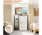 Meuble bas pour réfrigérateur avec étagère de rangement, étagère supérieure réglable pour micro-ondes et bar à café, meuble TV pour dortoir, appartement, cuisine, bureau en marron rustique
