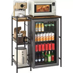 Meuble bas pour réfrigérateur avec étagère de rangement, étagère supérieure réglable pour micro-ondes et bar à café, meuble TV pour dortoir, appartement, cuisine, bureau en marron rustique