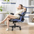 BALHAM TRADE-400LBS Chaise de bureau grande taille et robuste en cuir avec accoudoirs rembourrés relevables et roulettes pivotantes