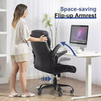 BALHAM TRADE-400LBS Chaise de bureau grande taille et robuste en cuir avec accoudoirs rembourrés relevables et roulettes pivotantes