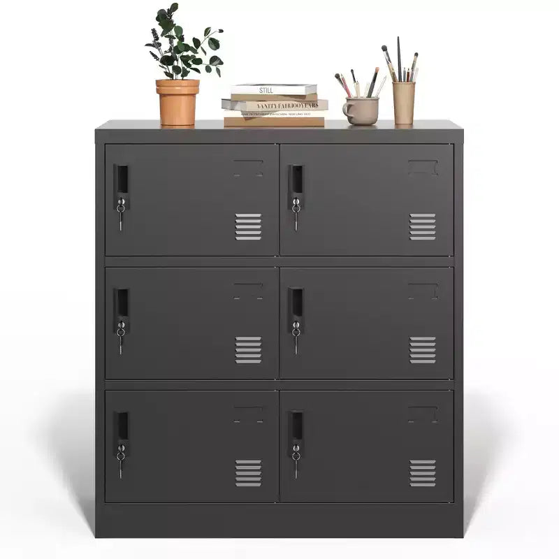Casier de rangement pour employés, Casiers de gym en acier à portes multiples avec fentes pour cartes et aérations, Armoires de rangement métalliques pour l'école, le bureau