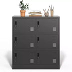 Casier de rangement pour employés, Casiers de gym en acier à portes multiples avec fentes pour cartes et aérations, Armoires de rangement métalliques pour l'école, le bureau