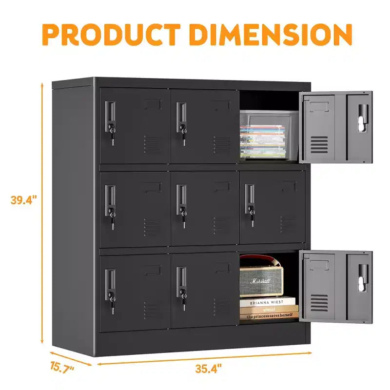 Casier de rangement pour employés, Casiers de gym en acier à portes multiples avec fentes pour cartes et aérations, Armoires de rangement métalliques pour l'école, le bureau