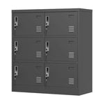 Casier de rangement pour employés, Casiers de gym en acier à portes multiples avec fentes pour cartes et aérations, Armoires de rangement métalliques pour l'école, le bureau