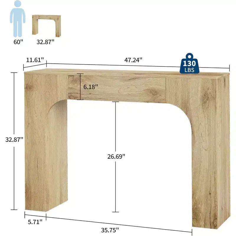 Console de ferme, table d'entrée étroite en bois derrière le canapé, meuble de couloir rustique et mince pour salons, foyers et appartements