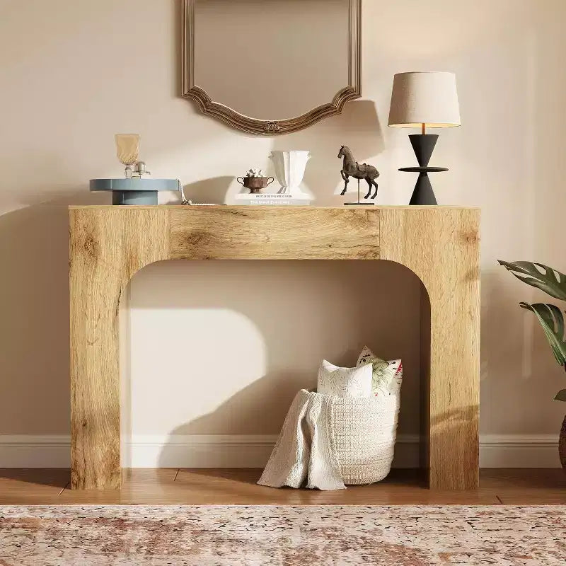 Console de ferme, table d'entrée étroite en bois derrière le canapé, meuble de couloir rustique et mince pour salons, foyers et appartements