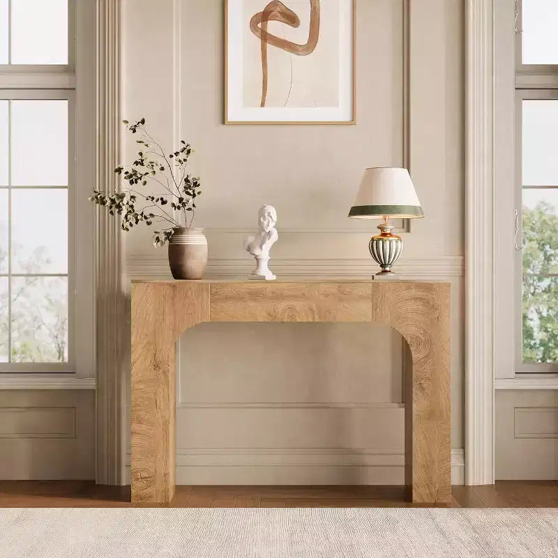Console de ferme, table d'entrée étroite en bois derrière le canapé, meuble de couloir rustique et mince pour salons, foyers et appartements