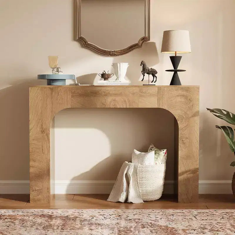 Console de ferme, table d'entrée étroite en bois derrière le canapé, meuble de couloir rustique et mince pour salons, foyers et appartements