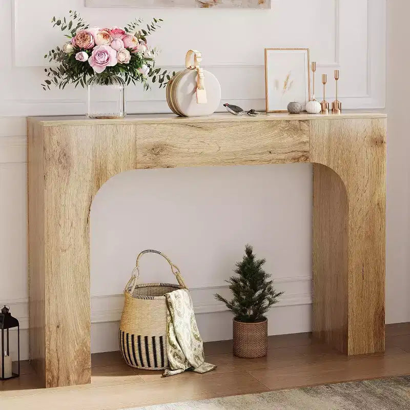 Console de ferme, table d'entrée étroite en bois derrière le canapé, meuble de couloir rustique et mince pour salons, foyers et appartements
