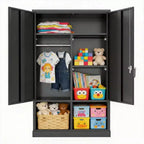 Meuble de rangement noir en métal réglable Organisateur polyvalent avec tringle de suspension pour la maison, le bureau et la chambre d'enfant