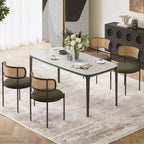 MAYEERTY Lot de 2 chaises de salle à manger modernes rembourrées avec pieds en métal et dossier en rotin pour cuisine, Vert