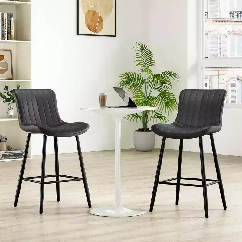MAYEERTY Dining Chairs Set of 2 Faux Leather Metal Legs Kitchen & Dining Room Chairs for Dining Room Black