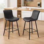 MAYEERTY Lot de 2 chaises de salle à manger en similicuir et pieds en métal, pour cuisine et salle à manger, noir