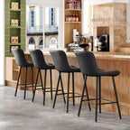 MAYEERTY Lot de 2 chaises de salle à manger en similicuir et pieds en métal, pour cuisine et salle à manger, noir