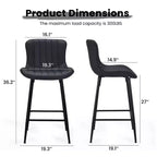 MAYEERTY Lot de 2 chaises de salle à manger en similicuir et pieds en métal, pour cuisine et salle à manger, noir
