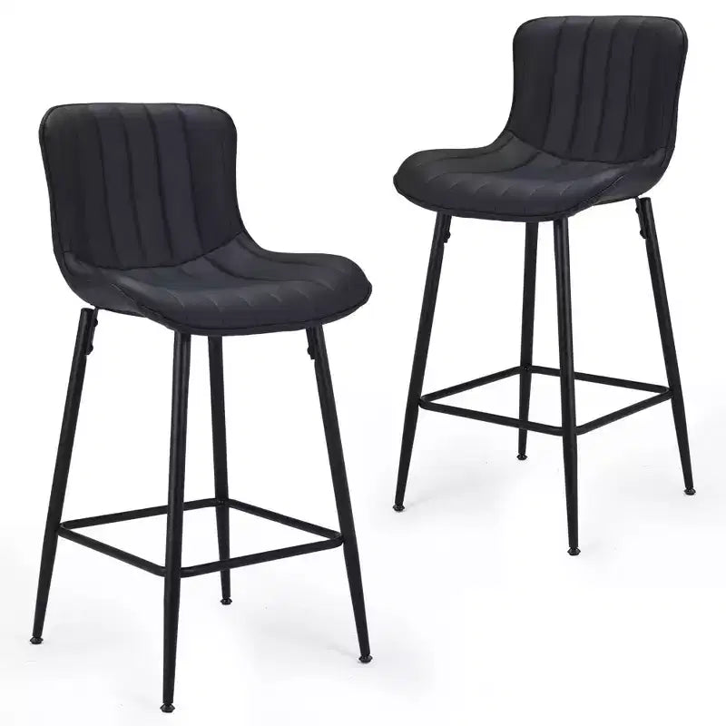 MAYEERTY Lot de 2 chaises de salle à manger en similicuir et pieds en métal, pour cuisine et salle à manger, noir
