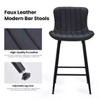 MAYEERTY Lot de 2 chaises de salle à manger en similicuir et pieds en métal, pour cuisine et salle à manger, noir