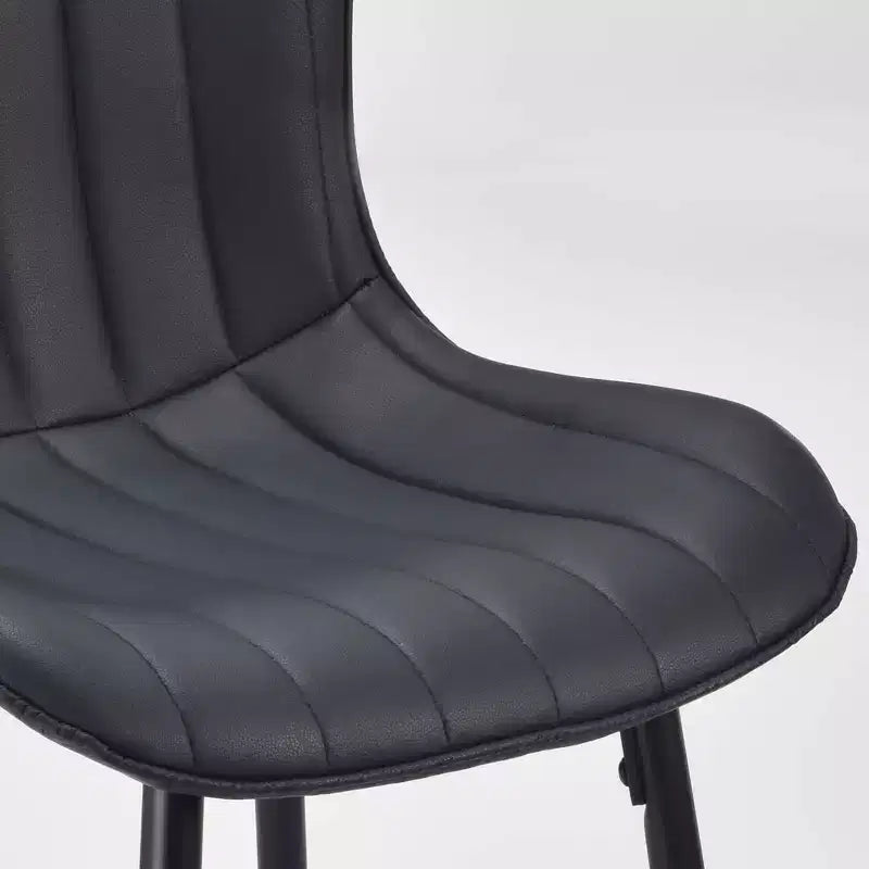 MAYEERTY Lot de 2 chaises de salle à manger en similicuir et pieds en métal, pour cuisine et salle à manger, noir
