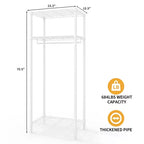 Portant à vêtements robuste avec étagères réglables, organiseur de vêtements en métal autoportant avec tringle pour chambre, buanderie ou dortoir, blanc