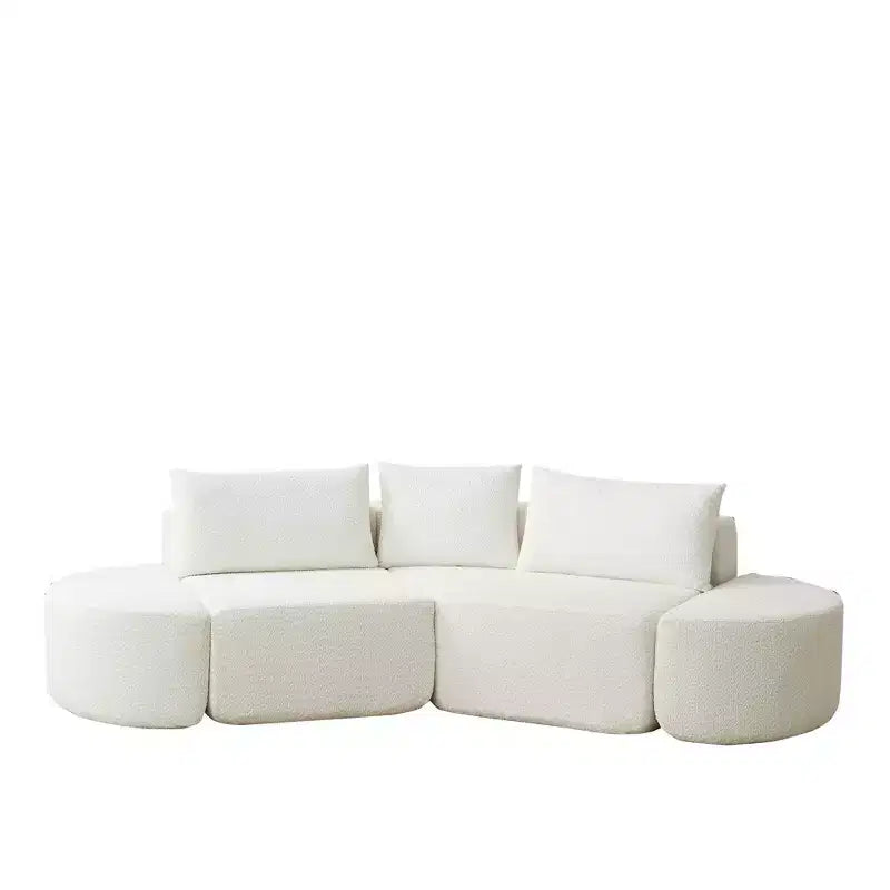 Clihome Canapé d'angle modulaire en V de 270 cm, en chenille, avec 3 coussins et 2 poufs sans accoudoirs