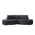 Clihome Canapé d'angle modulaire en V de 270 cm, en chenille, avec 3 coussins et 2 poufs sans accoudoirs