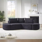Clihome Canapé d'angle modulaire en V de 270 cm, en chenille, avec 3 coussins et 2 poufs sans accoudoirs
