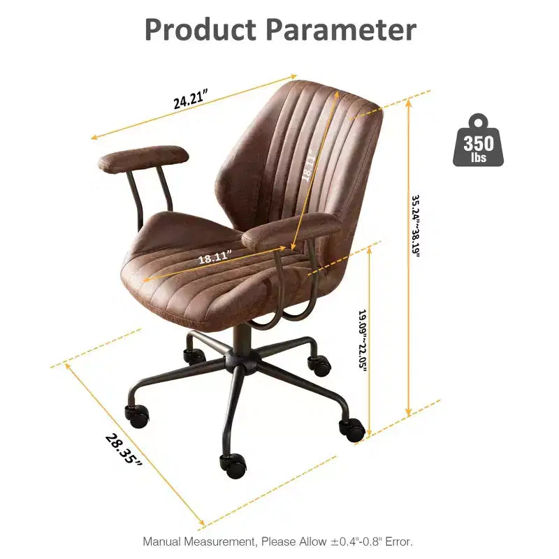 Chaise de bureau HOMLUX ergonomique et moderne en tissu suédé pour dirigeants ou bureaux à domicile