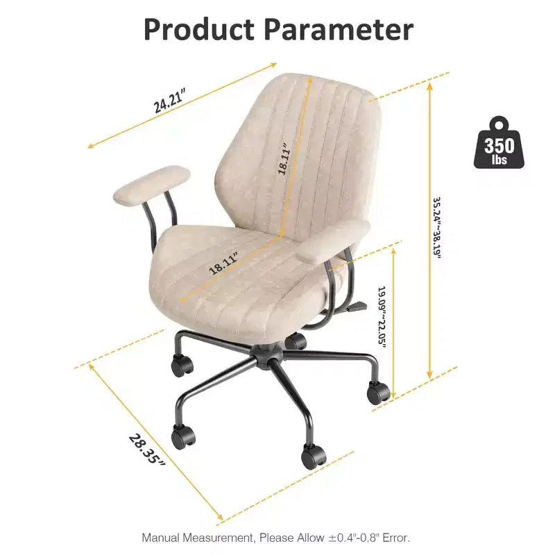 Chaise de bureau HOMLUX ergonomique et moderne en tissu suédé pour dirigeants ou bureaux à domicile