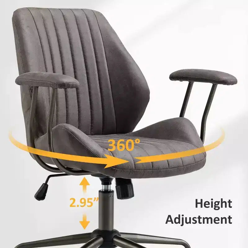 Chaise de bureau HOMLUX ergonomique et moderne en tissu suédé pour dirigeants ou bureaux à domicile