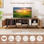 Meuble TV Costway avec 2 armoires de rangement et étagères ouvertes, 6 pieds de support pour salon