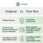 Zinus Matelas en mousse à mémoire de forme au thé vert, 25,4 cm, taille Queen, sensation moyenne, mousse à mémoire de forme respirante, mousses et tissu certifiés sûrs, matelas en boîte
