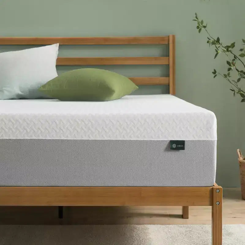 Zinus Matelas en mousse à mémoire de forme au thé vert, 25,4 cm, taille Queen, sensation moyenne, mousse à mémoire de forme respirante, mousses et tissu certifiés sûrs, matelas en boîte