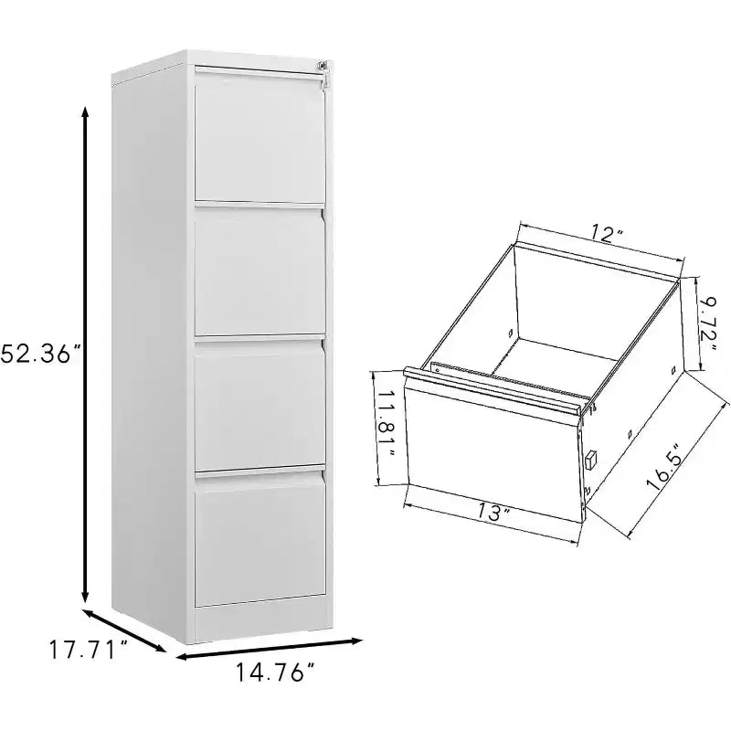 COZONY Classeur à 4 tiroirs avec serrure, classeurs verticaux pour bureau à domicile, armoire de rangement en métal pour dossiers de format légal, assemblage requis