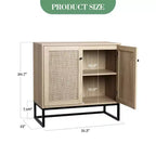 COZONY Armoire de rangement à 2 portes en rotin style ferme, Buffet bahut d'appoint, Console de ferme avec rangement, Armoire de cuisine multifonctionnelle