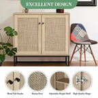 COZONY Armoire de rangement à 2 portes en rotin style ferme, Buffet bahut d'appoint, Console de ferme avec rangement, Armoire de cuisine multifonctionnelle