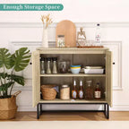 COZONY Armoire de rangement à 2 portes en rotin style ferme, Buffet bahut d'appoint, Console de ferme avec rangement, Armoire de cuisine multifonctionnelle