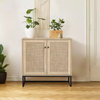 COZONY Armoire de rangement à 2 portes en rotin style ferme, Buffet bahut d'appoint, Console de ferme avec rangement, Armoire de cuisine multifonctionnelle
